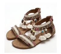 XUEMML Sandales D'été pour Femmes ， Sandales Compensées Bohémiennes pour Femmes Européennes Et Américaines Été Ethnique Fée Vent Bout Ouvert Bord De Mer Voyage Sandales Romaines