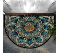 xueneige 3D Illusion Demi-Cercle Velours Cristal Paillasson Bohème Ethnique Lavable Porche Couloir Salon Chambre 40x60cm 50x80cm 60x90cm