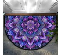 xueneige 3D Illusion Optique Demi-Cercle Velours Cristal Paillasson Motif Bohème Ethnique Antidérapant Maison Entrée Extérieur SalleDeBain 40x60cm 50x80cm 60x90cm 80x120cm