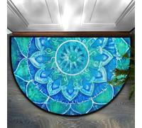 xueneige 3D Illusion Optique Demi-Cercle Velours Cristal Paillasson Motif Bohème Ethnique Antidérapant Maison Entrée Extérieur SalleDeBain 40x60cm 50x80cm 60x90cm 80x120cm