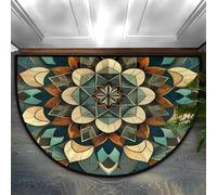 xueneige 3D Illusion Optique Demi-Cercle Velours Cristal Paillasson Motif Bohème Ethnique Antidérapant Maison Entrée Extérieur SalleDeBain 40x60cm 50x80cm 60x90cm 80x120cm