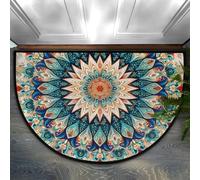xueneige 3D Illusion Optique Demi-Cercle Velours Cristal Paillasson Motif Bohème Ethnique Antidérapant Maison Entrée Extérieur SalleDeBain 40x60cm 50x80cm 60x90cm 80x120cm