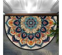 xueneige 3D Illusion Optique Demi-Cercle Velours Cristal Paillasson Motif Bohème Ethnique Antidérapant Maison Entrée Extérieur SalleDeBain 40x60cm 50x80cm 60x90cm 80x120cm