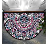 xueneige 3D Illusion Optique Demi-Cercle Velours Cristal Paillasson Motif Bohème Ethnique Antidérapant Maison Entrée Extérieur SalleDeBain 40x60cm 50x80cm 60x90cm 80x120cm