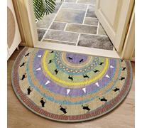 xueneige 3D Illusion Optique Demi-Cercle Velours Cristal Paillasson Style Bohème Ethnique Antidérapant Lavable Intérieur Extérieur Entrée 40x60cm 50x80cm 60x90cm 80x120cm