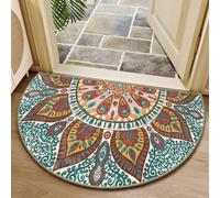 xueneige 3D Illusion Optique Demi-Cercle Velours Cristal Paillasson Style Bohème Ethnique Antidérapant Lavable Intérieur Extérieur Entrée 40x60cm 50x80cm 60x90cm 80x120cm