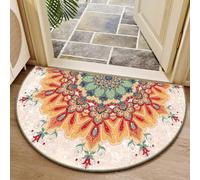 xueneige 3D Illusion Optique Demi-Cercle Velours Cristal Paillasson Style Bohème Ethnique Antidérapant Lavable Intérieur Extérieur Entrée 40x60cm 50x80cm 60x90cm 80x120cm