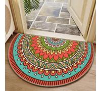 xueneige 3D Illusion Optique Demi-Cercle Velours Cristal Paillasson Style Bohème Ethnique Antidérapant Lavable Intérieur Extérieur Entrée 40x60cm 50x80cm 60x90cm 80x120cm