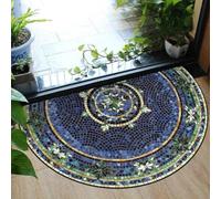 xueneige 3D Illusion Optique Demi-Cercle Velours Cristal Paillasson Style Ethnique Bohème Salon Porche Entrée 40x60cm 50x80cm 60x90cm