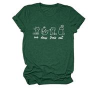 xueneige Cute Meow Cat Printed T-Shirt Round Neck Short-Sleeve Summer Casual Wear Womens T-Shirt Top