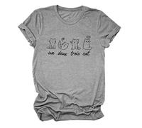 xueneige Cute Meow Cat Printed T-Shirt Round Neck Short-Sleeve Summer Casual Wear Womens T-Shirt Top