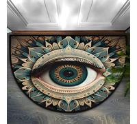 xueneige Design Bohème Ethnique 3D Illusion Visuelle Demi-Cercle Velours Cristal Paillasson Intérieur Extérieur Balcon 40x60cm 50x80cm 60x90cm