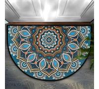 xueneige Design Bohème Ethnique 3D Illusion Visuelle Demi-Cercle Velours Cristal Paillasson Intérieur Extérieur Balcon 40x60cm 50x80cm 60x90cm