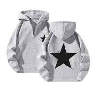 xueneige Femme Y2k Sweat à Capuche Vintage Star Graphic Long Sleeve Oversized Half Zip Sweatshirt Harajuku Hooded Jackets