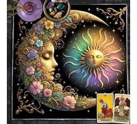 xueneige Nappe de Divination Soleil Lune Tissus d'autel Sorcellerie Tapis de Tarot Spirituel Nappe Accessoires de Jeu de Divination Décoration Murale