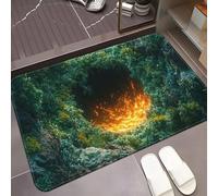 xueneige Paillasson 3D Illusion, Fissure de Lave Flammes, Tapis Amusant Facile à Nettoyer Anti-Sale Antidérapant Tapis Illusion d'Optique 3D