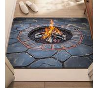 xueneige Paillasson 3D Illusion, Fissure de Lave Flammes, Tapis Amusant Facile à Nettoyer Anti-Sale Antidérapant Tapis Illusion d'Optique 3D