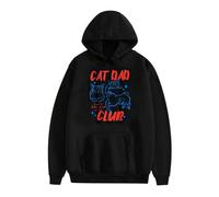 xueneige Sweat à Capuche Cat Dad Club Drôle La Vie est Plus Belle avec Les Chats Sweat-Shirt à Capuche Graphique pour Les Amoureux des Chats Fête des pères Noir