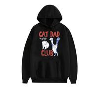 xueneige Sweat à Capuche Cat Dad Club Drôle La Vie est Plus Belle avec Les Chats Sweat-Shirt à Capuche Graphique pour Les Amoureux des Chats Fête des pères Noir