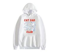 xueneige Sweat à Capuche Cat Dad Club Drôle La Vie est Plus Belle avec Les Chats Sweat-Shirt à Capuche Graphique pour Les Amoureux des Chats Fête des pères Blanc