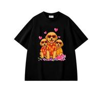 xueneige T-Shirt Girly pour Femmes et Hommes Amoureux des Chiens avec Motif Graphique représentant Un Adorable Chiot Doodle Lunettes de Soleil et Sucette en Gomme