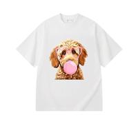 xueneige T-Shirt Girly pour Femmes et Hommes Amoureux des Chiens avec Motif Graphique représentant Un Adorable Chiot Doodle Lunettes de Soleil et Sucette en Gomme