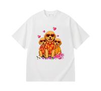 xueneige T-Shirt Girly pour Femmes et Hommes Amoureux des Chiens avec Motif Graphique représentant Un Adorable Chiot Doodle Lunettes de Soleil et Sucette en Gomme