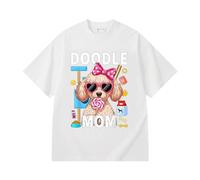 xueneige T-Shirt Girly pour Femmes et Hommes Amoureux des Chiens avec Motif Graphique représentant Un Adorable Chiot Doodle Lunettes de Soleil et Sucette en Gomme