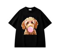 xueneige T-Shirt Girly pour Femmes et Hommes Amoureux des Chiens avec Motif Graphique représentant Un Adorable Chiot Doodle Lunettes de Soleil et Sucette en Gomme