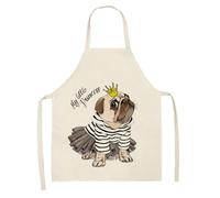 xueneige Tablier à Imprimé de Chien Cartoon Anime Suspendu au Cou pour Cuisine Maison en Lin Coton