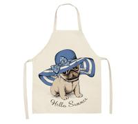 xueneige Tablier à Imprimé de Chien Cartoon Anime Suspendu au Cou pour Cuisine Maison en Lin Coton