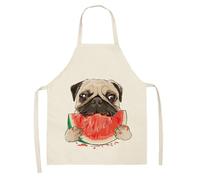 xueneige Tablier Pug Cœur Mignon Tablier en Lin Coton Imprimé Élément Doux Tablier de Cuisine Résistant aux Taches