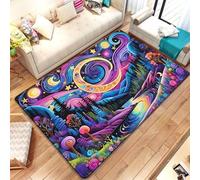 xueneige Tapis Illusion d'Optique 3D Paillasson 3D Illusion, Forêt Psychedélique Colorée, Tapis Personnalisé Amusant Anti-Sale Étanche