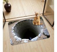 xueneige Tapis Illusion d'Optique 3D Paillasson 3D Illusion, Trou dans Le Sol Fendu, Tapis Amusant Antidérapant Étanche Anti-Sale