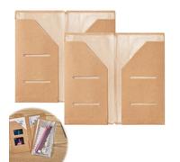 Xueniu Lot de 2 étuis à fermeture éclair et pochettes pour cartes kraft rechargeables pour carnet de notes - Kit d'accessoires pour passeport, portefeuille, portefeuille, pochette de voyage givré