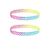 XUENMB Lot de 2 colliers ras-du-cou tatouages arc-en-ciel style années 90 - Collier ras du cou extensible coloré Y2K, Réglable, Métal, Pas de pierre précieuse