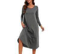 Xuepelit Chemise de Nuit Femme Longue Cotton Nuisette Sexy Grande Taille Pyjama Femmes Long Manches Longues Sleepshirt Hiver