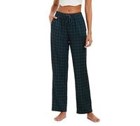 Xuepelit Pyjama Pants Long Ladies Trousers With Pockets And Drawstring Flare Pants Sleep,Green,S