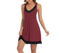 Xuepelit Women's Nighties for Women Ladies Nightdresses Chemise Nighty for Women Strap Negligee Nightwear S-XXL,Deep Red XXL