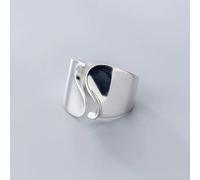 XUEQI 925 Bague Argent Femme Romantique, Véritable Vague Minimaliste Face Large Anneau pour Vêtements Femme Partie Fine Brillant Cadeau Cadeau Bijoux Accessoires Festival Étudiant Style École Match