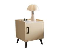 XUEQIZHENG Table de Nuit, Table de Chevet avec Table cachée Plateau en Faux marbre, d'appoint Verrouillage par Mot Passe Empreinte Digitale for Chambre à Coucher, Salon(Cream Yellow)