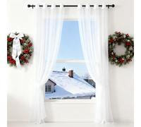 XUEQXUE Rideau Voilage 198 x 195 cm Filtre La Lumière du Soleil, Protège L'Intimité, Transparent Lumineux Filtrer Transparent D'Oeillets pour Salon, Balcon, Chambre, Blanc