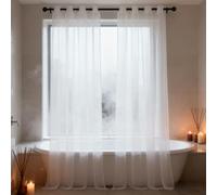 XUEQXUE Rideaux Voilage Salon 180 x 135 cm Translucide, Bloquer, Anti-UV, Separation, Lumiere, Lumière Filtrer Souple Demi Transparent Voilage Fenetre pour Chambre Fenêtre Salon, Blanc