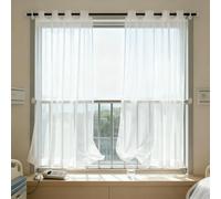 XUEQXUE Rideaux Voilage Salon 250 x 219 cm Translucide, Bloquer, Anti-UV, Separation, Lumiere, Lumière Filtrer Souple Demi Rideaux Opaque Thermiques pour Chambre Fenêtre Salon, Blanc