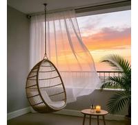 XUEQXUE Voilage Fenêtre 150 x 161 cm Translucide, Bloquer, Anti-UV, Separation, Lumiere, Lumière Filtrer Souple Demi Rideaux Brise-Vue avec Oeillets pour Salon, Balcon, Chambre, Blanc