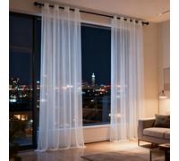 XUEQXUE Voilage Fenêtre 250 x 145 cm Translucide, Bloquer, Anti-UV, Separation, Lumiere, Lumière Filtrer Souple Demi Rideaux Occultants de Protection pour Salon, Balcon, Chambre, Blanc