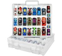 Xuerdon Mallette de rangement pour Hot Wheels et Matchbox, double face | 48 compartiments, boîte en plastique robuste, ouverture des deux côtés, réglable, pour chambre d'enfant