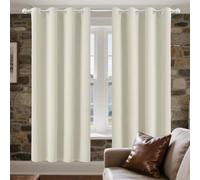 XUEXIAOH Rideaux Lot de 1 216 x 135 cm Isolant Thermique Anti Froid Rideau Fenetre pour Toutes Les Saisons avec Oeillets, Protection La Vie Privée pour Chambre, Salon, Bureau, Beige