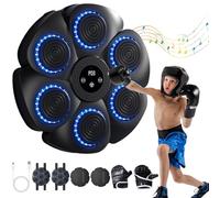 XUEYEGONGJI Boxing Music Workout Machine Smart Music Boxing Machine, 9 Modes ＆ Machine de poinçonnage à 18 Vitesses avec lumière RVB, Machine d'entraînement de Musique de Boxe Murale avec Gants,