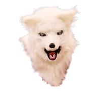 XUEYEGONGJI Fox Mask Spooky Realist Fox Furry Head Full Hier Halloween Masque avec mâchoire Mobile pour Halloween, Furry White